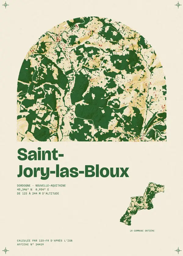 Affiche de Saint-Jory-las-Bloux, calculée par 123-fr d'après l'IGN