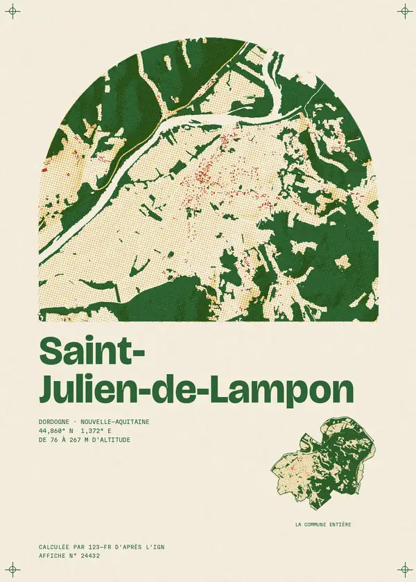 Affiche de Saint-Julien-de-Lampon, calculée par 123-fr d'après l'IGN