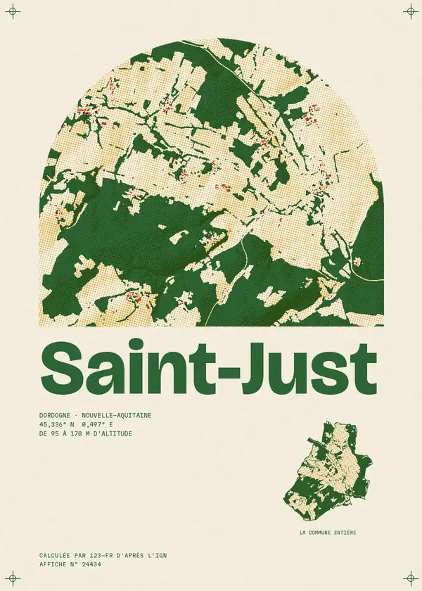 Affiche de Saint-Just, calculée par 123-fr d'après l'IGN