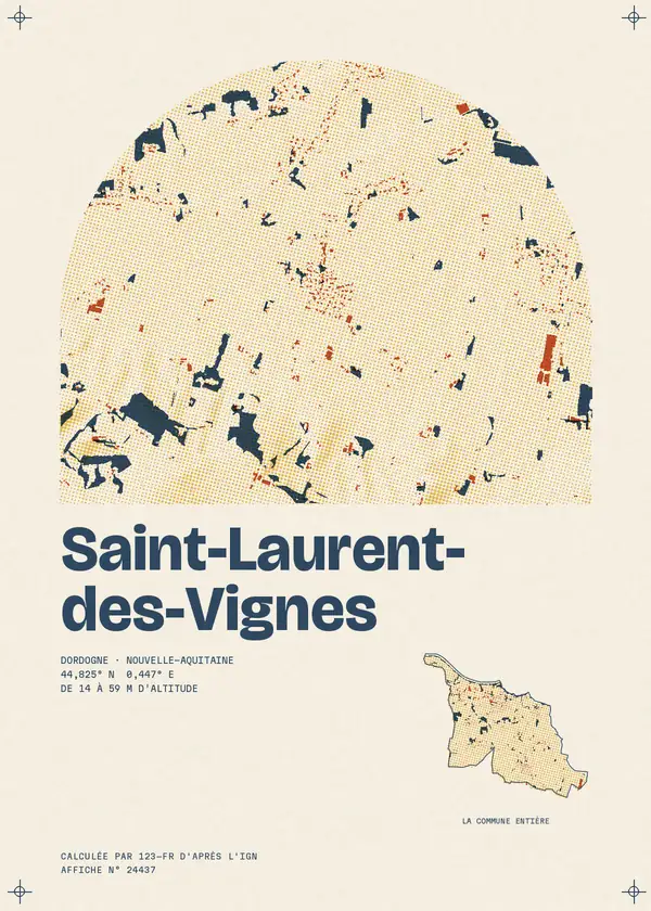 Affiche de Saint-Laurent-des-Vignes, calculée par 123-fr d'après l'IGN