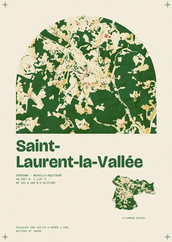 Affiche de Saint-Laurent-la-Vallée, calculée par 123-fr d'après l'IGN