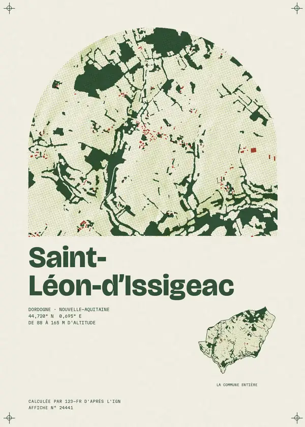 Affiche de Saint-Léon-d'Issigeac, calculée par 123-fr d'après l'IGN