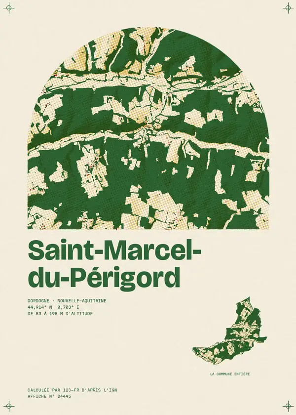 Affiche de Saint-Marcel-du-Périgord, calculée par 123-fr d'après l'IGN
