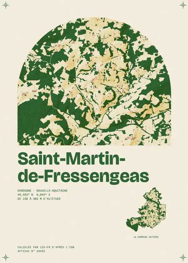 Affiche de Saint-Martin-de-Fressengeas, calculée par 123-fr d'après l'IGN