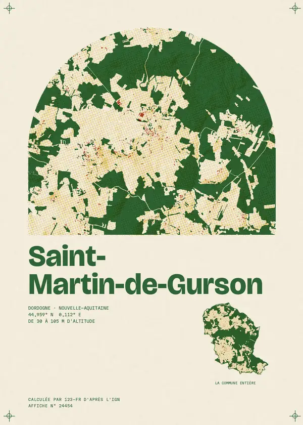 Affiche de Saint-Martin-de-Gurson, calculée d'après l'IGN