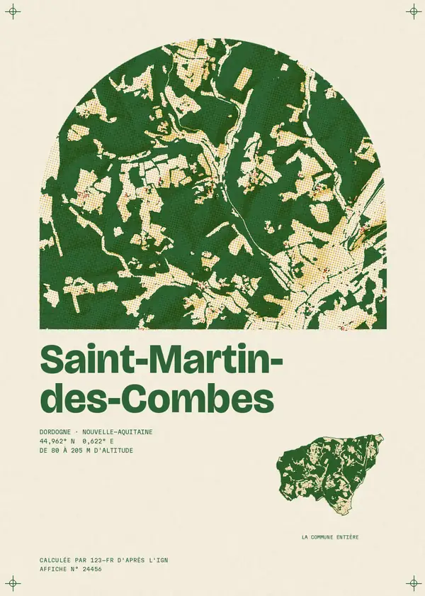 Affiche de Saint-Martin-des-Combes, calculée par 123-fr d'après l'IGN