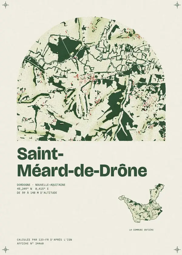 Affiche de Saint-Méard-de-Drône, calculée par 123-fr d'après l'IGN