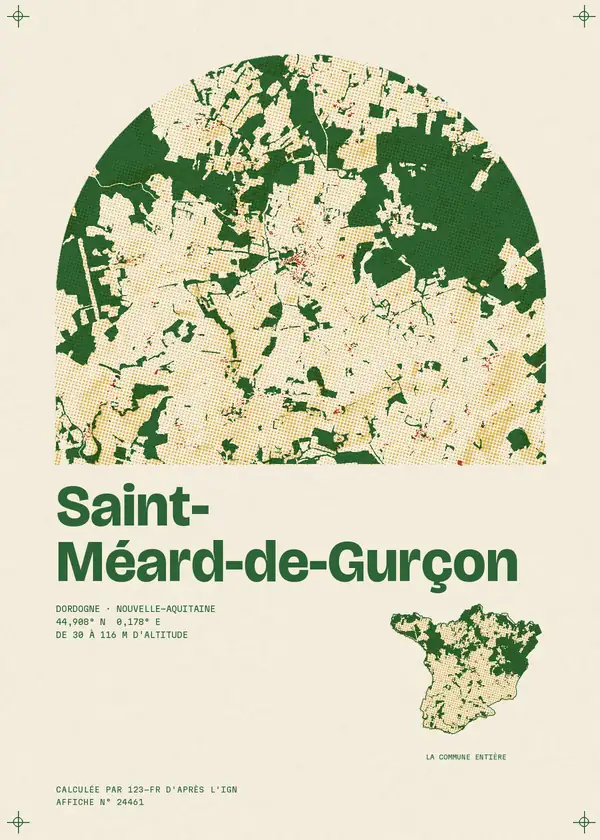 Affiche de Saint-Méard-de-Gurçon, calculée par 123-fr d'après l'IGN