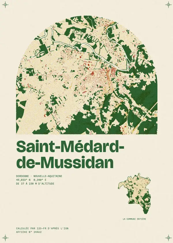 Affiche de Saint-Médard-de-Mussidan, calculée par 123-fr d'après l'IGN