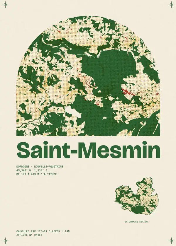 Affiche de Saint-Mesmin, calculée par 123-fr d'après l'IGN