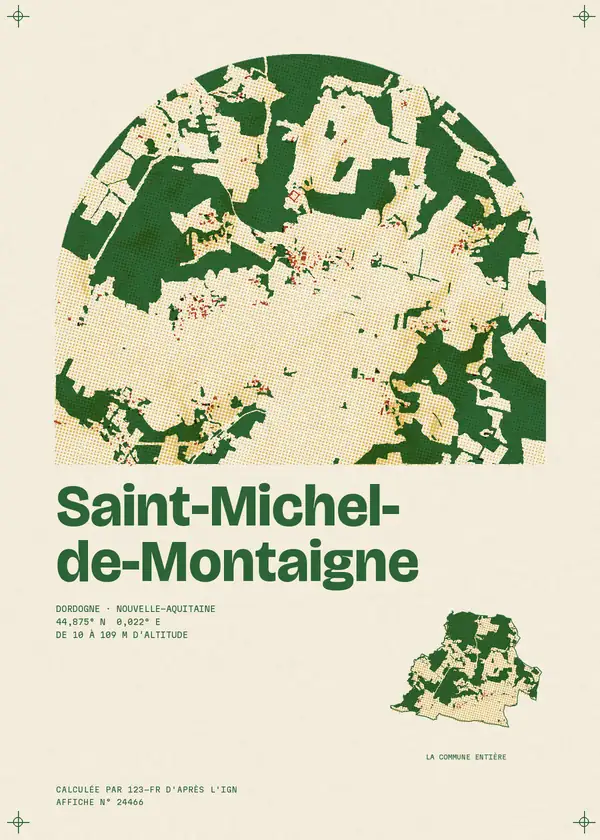 Affiche de Saint-Michel-de-Montaigne, calculée par 123-fr d'après l'IGN