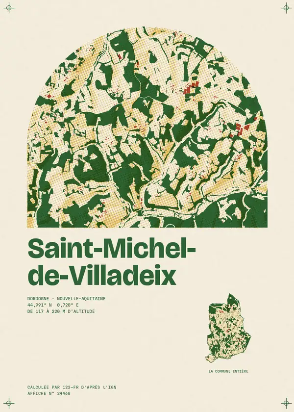 Affiche de Saint-Michel-de-Villadeix, calculée par 123-fr d'après l'IGN