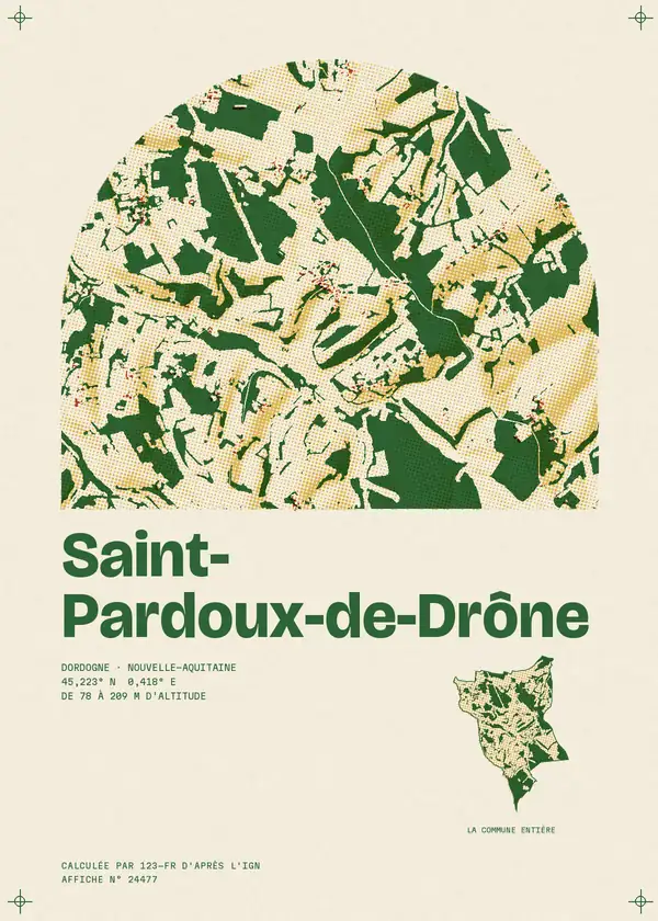 Affiche de Saint-Pardoux-de-Drône, calculée par 123-fr d'après l'IGN