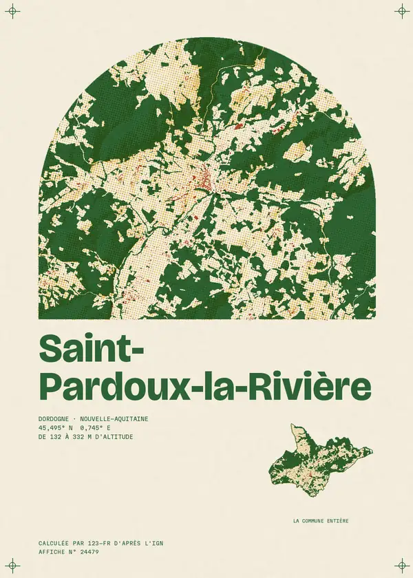 Affiche de Saint-Pardoux-la-Rivière, calculée par 123-fr d'après l'IGN