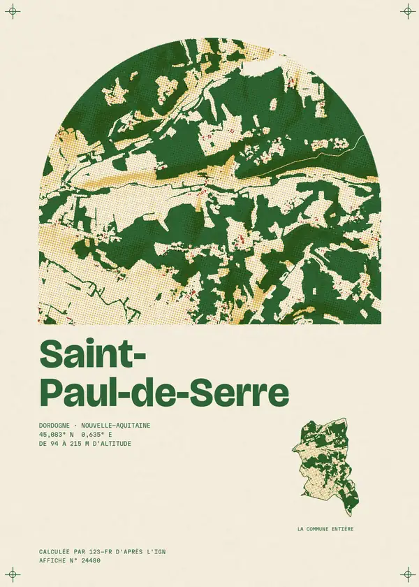 Affiche de Saint-Paul-de-Serre, calculée par 123-fr d'après l'IGN