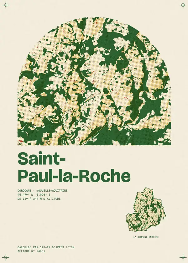 Affiche de Saint-Paul-la-Roche, calculée par 123-fr d'après l'IGN