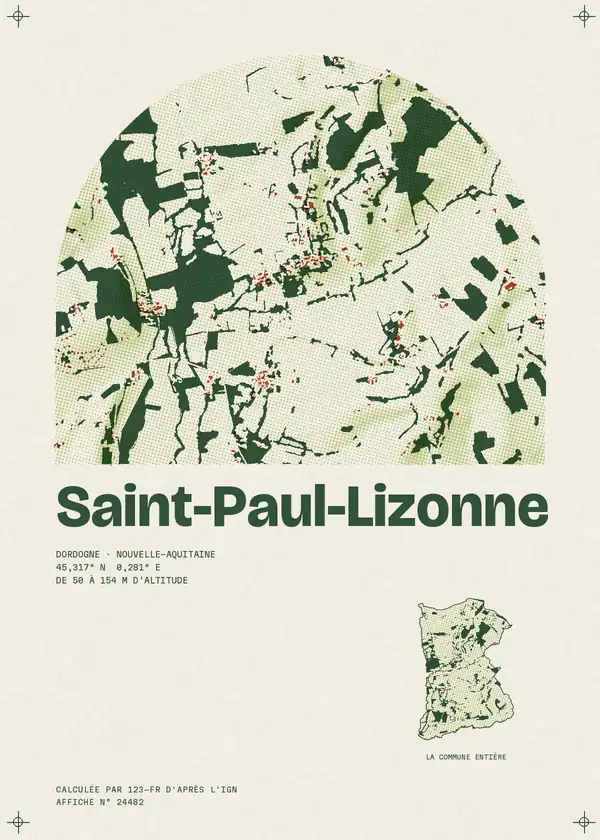Affiche de Saint-Paul-Lizonne, calculée par 123-fr d'après l'IGN