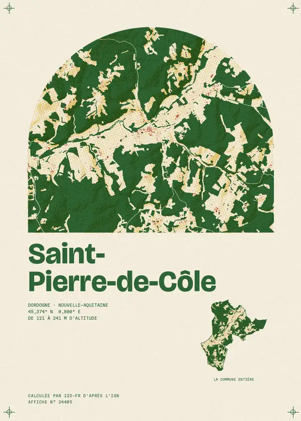 Affiche de Saint-Pierre-de-Côle, calculée par 123-fr d'après l'IGN