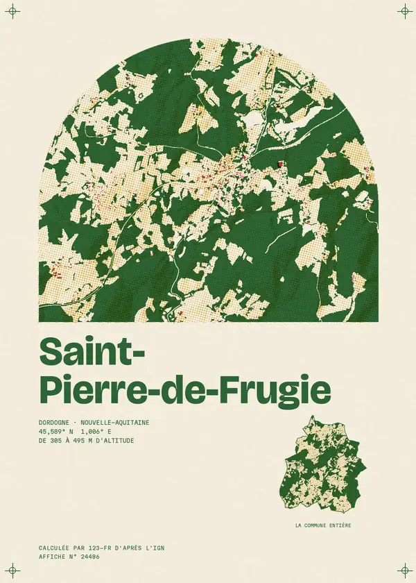 Affiche de Saint-Pierre-de-Frugie, calculée par 123-fr d'après l'IGN