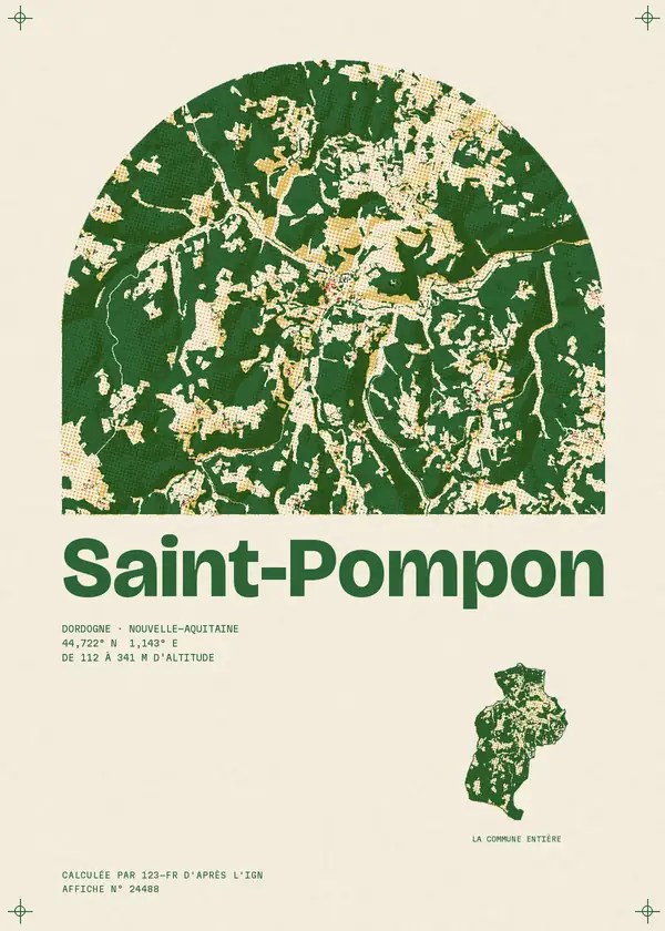 Affiche de Saint-Pompon, calculée par 123-fr d'après l'IGN