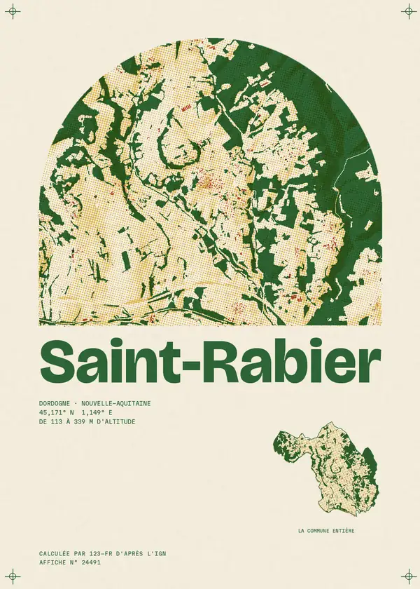 Affiche de Saint-Rabier, calculée par 123-fr d'après l'IGN