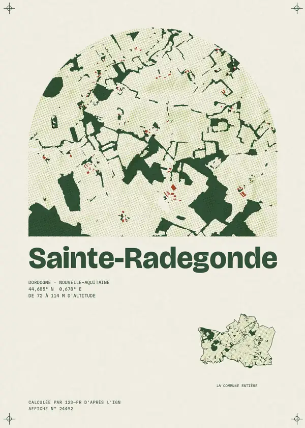 Affiche de Sainte-Radegonde, calculée par 123-fr d'après l'IGN