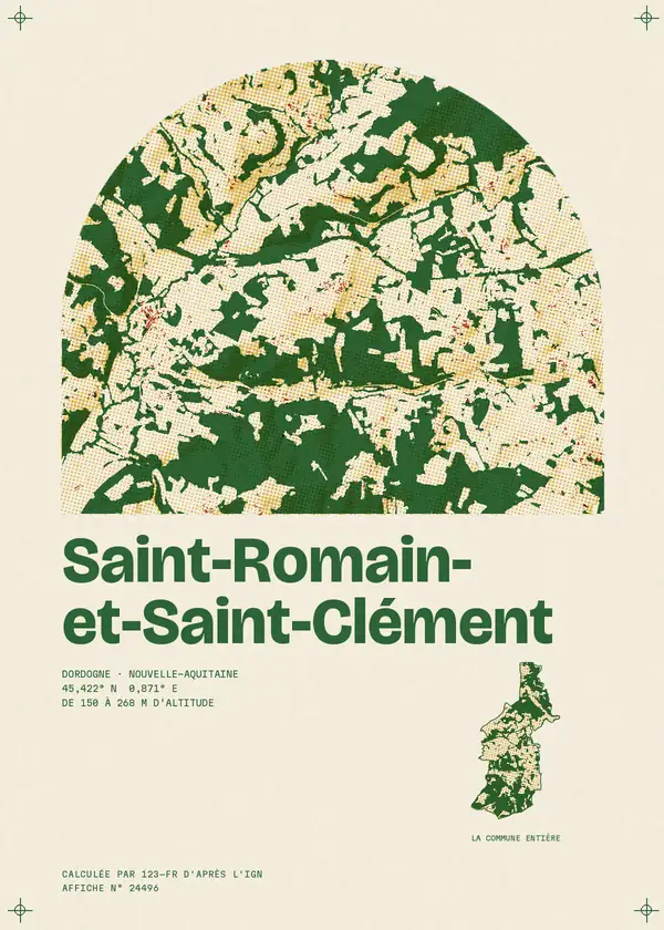 Affiche de Saint-Romain-et-Saint-Clément, calculée par 123-fr d'après l'IGN
