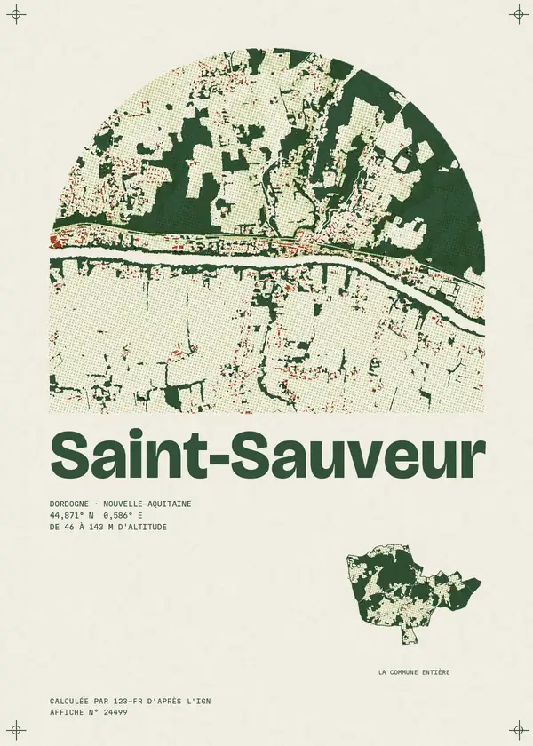 Affiche de Saint-Sauveur, calculée par 123-fr d'après l'IGN