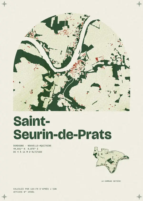 Affiche de Saint-Seurin-de-Prats, calculée par 123-fr d'après l'IGN