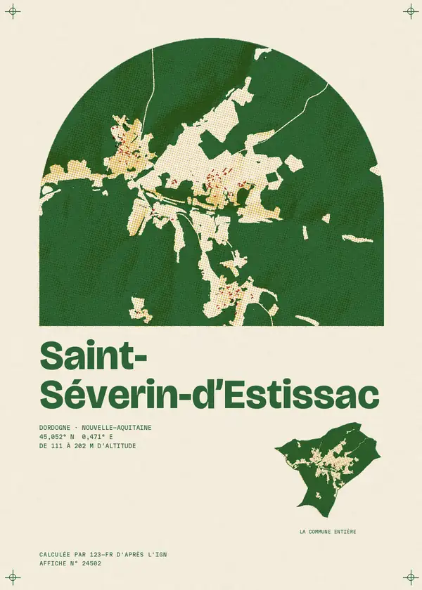 Affiche de Saint-Séverin-d'Estissac, calculée par 123-fr d'après l'IGN