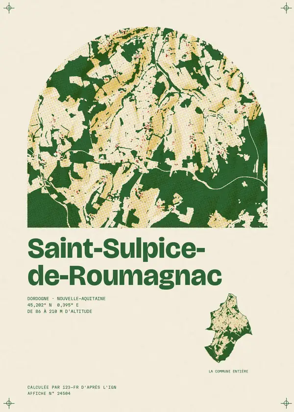 Affiche de Saint-Sulpice-de-Roumagnac, calculée par 123-fr d'après l'IGN