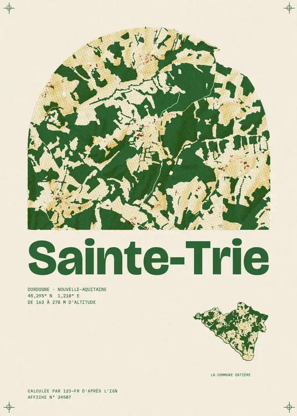 Affiche de Sainte-Trie, calculée par 123-fr d'après l'IGN