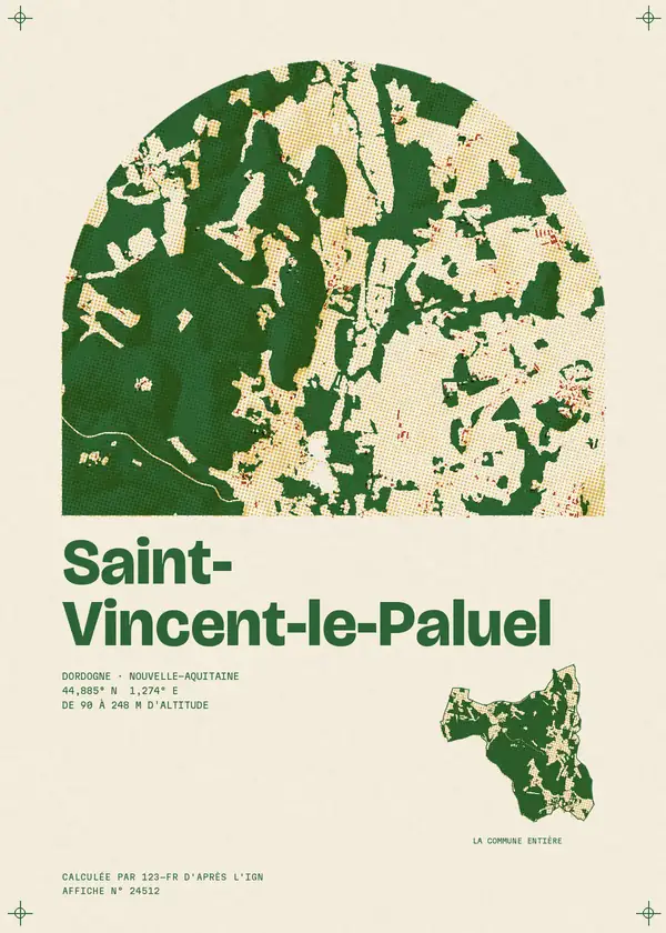 Affiche de Saint-Vincent-le-Paluel, calculée par 123-fr d'après l'IGN