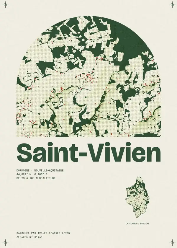 Affiche de Saint-Vivien, calculée par 123-fr d'après l'IGN
