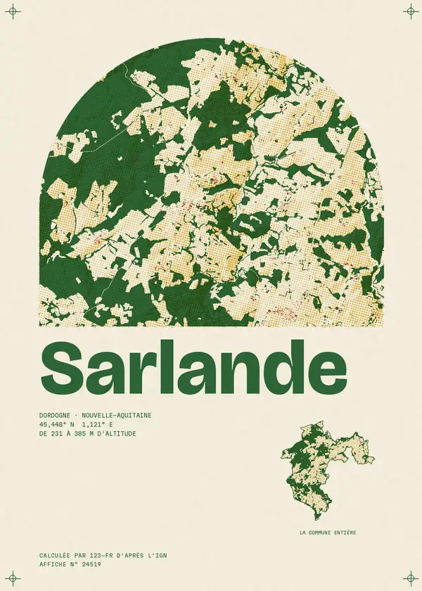 Affiche de Sarlande, calculée par 123-fr d'après l'IGN