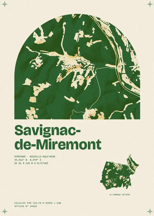 Affiche de Savignac-de-Miremont, calculée par 123-fr d'après l'IGN