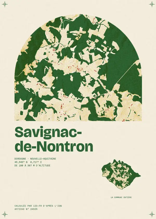 Affiche de Savignac-de-Nontron, calculée par 123-fr d'après l'IGN