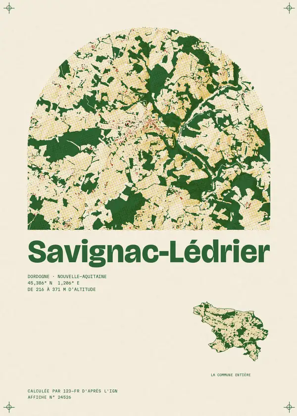 Affiche de Savignac-Lédrier, calculée par 123-fr d'après l'IGN