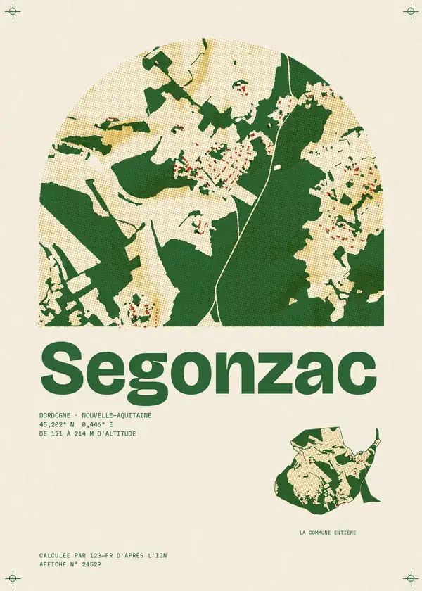 Affiche de Segonzac, calculée par 123-fr d'après l'IGN