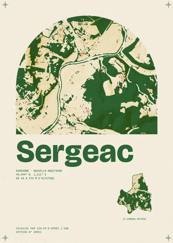 Affiche de Sergeac, calculée par 123-fr d'après l'IGN