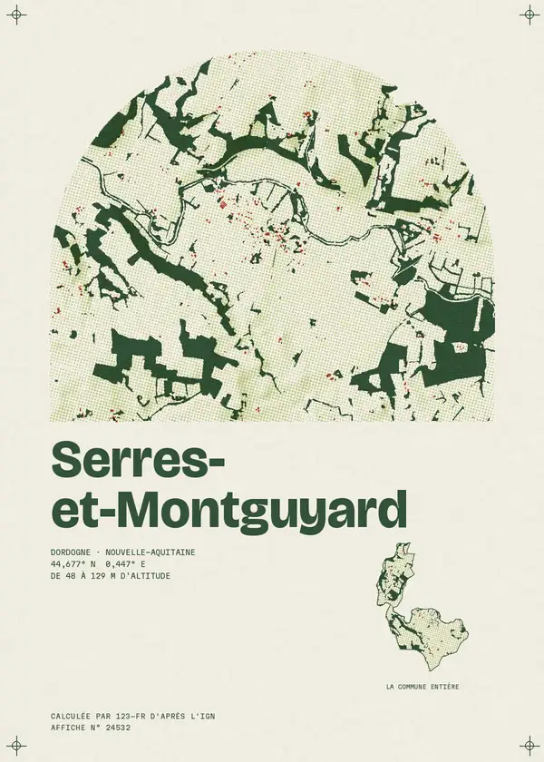Affiche de Serres-et-Montguyard, calculée par 123-fr d'après l'IGN