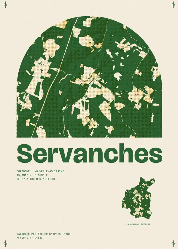 Affiche de Servanches, calculée par 123-fr d'après l'IGN