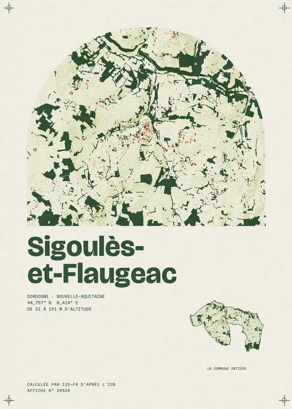 Affiche de Sigoulès-et-Flaugeac, calculée par 123-fr d'après l'IGN