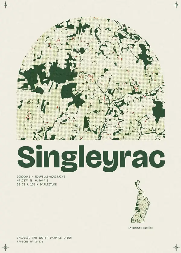 Affiche de Singleyrac, calculée par 123-fr d'après l'IGN