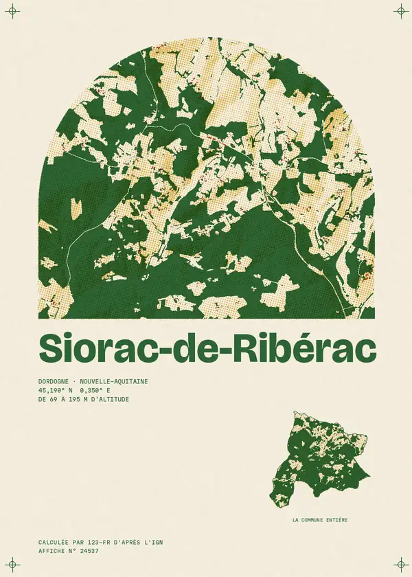 Affiche de Siorac-de-Ribérac, calculée par 123-fr d'après l'IGN