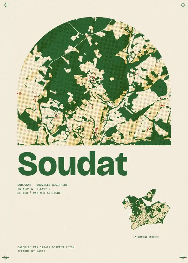 Affiche de Soudat, calculée par 123-fr d'après l'IGN