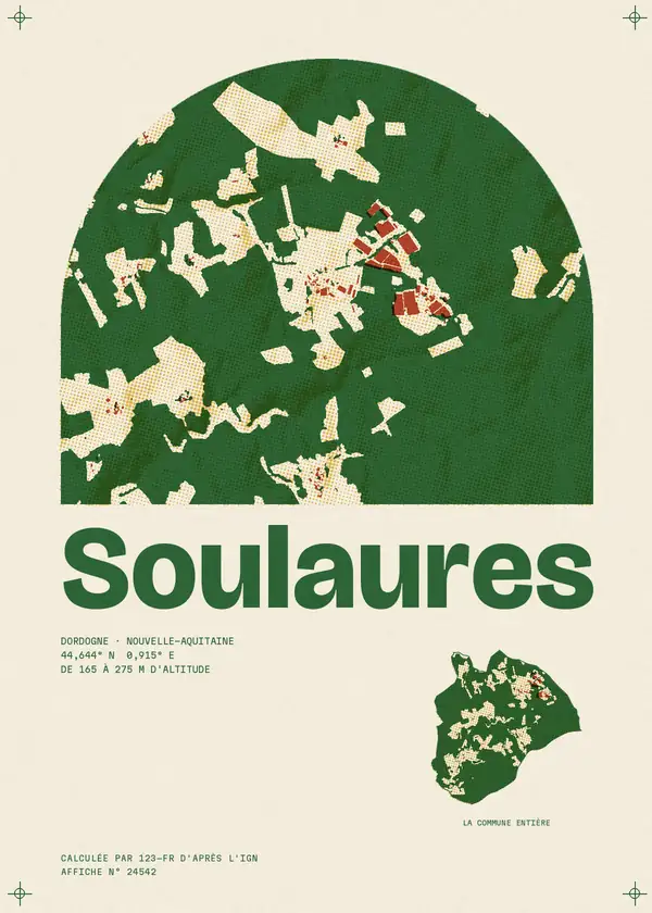 Affiche de Soulaures, calculée par 123-fr d'après l'IGN