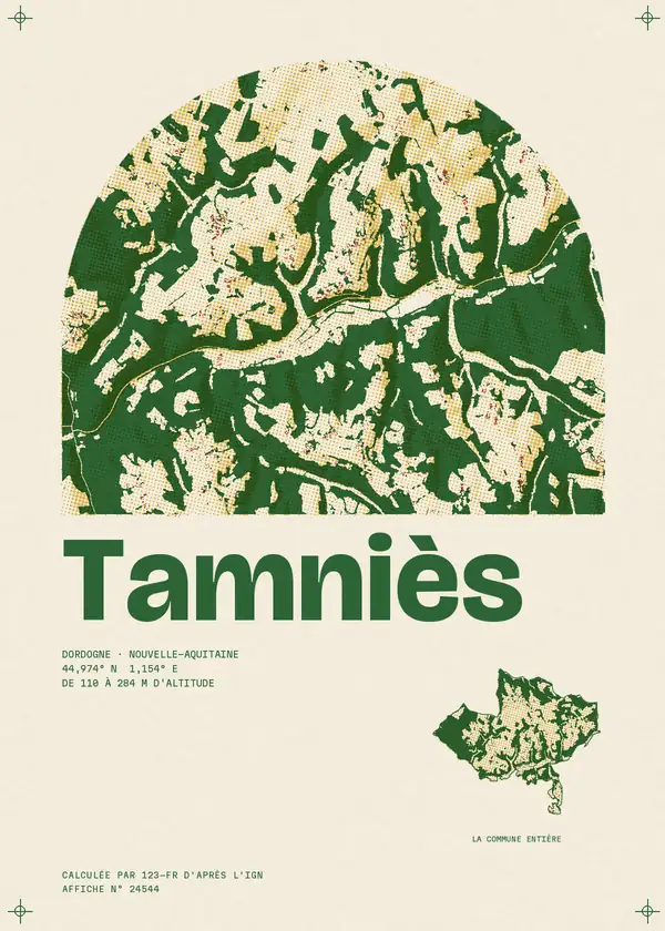 Affiche de Tamniès, calculée par 123-fr d'après l'IGN