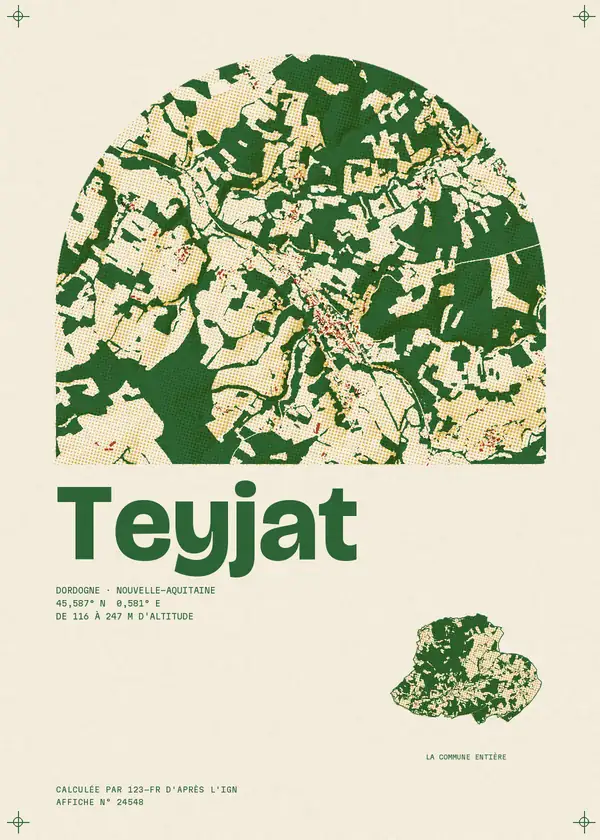 Affiche de Teyjat, calculée par 123-fr d'après l'IGN