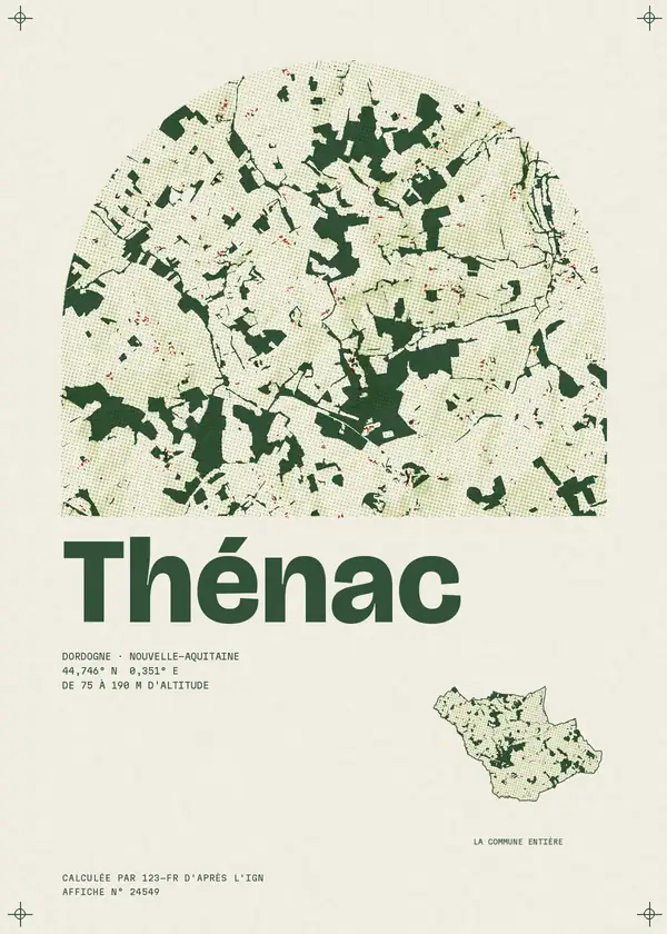 Affiche de Thénac, calculée par 123-fr d'après l'IGN